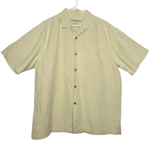 Tommy Bahama Herren Kurzarm Hemd Large Vanille/Hellgelb 100% Seide - Bild 1 von 5