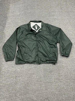 Vintage Franklin Sports windbreaker (L),  forest green snap up, STAINED - Image 1 of 4