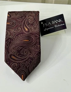 Jos. A. Bank Signature Collection Silk Men's Tie Paisley Burgundy NWT - Picture 1 of 5