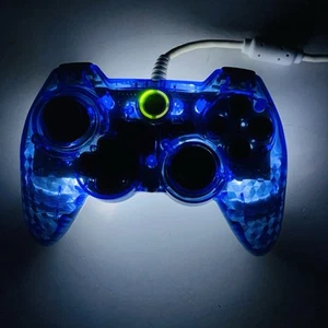Hori Gem Pad EX Wired Controller Xbox 360 PC Blue White LED Lighted Tested - Picture 1 of 12