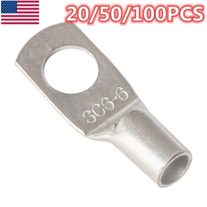 10-200PCS SC6-6 Tinned Copper Ends Cable Terminal Lugs Ring Crimp Wire Connector - Picture 1 of 10