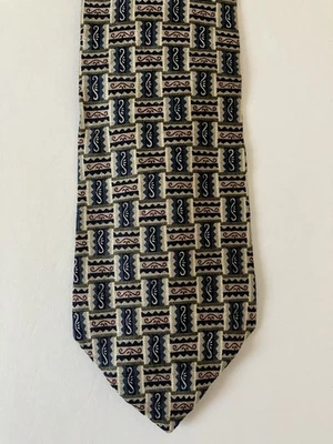 Corbata para hombre Claiborne corbata seda satinado azul rojo gris negro geométrica hecha en EE. UU. 56" Foto 1 de 4