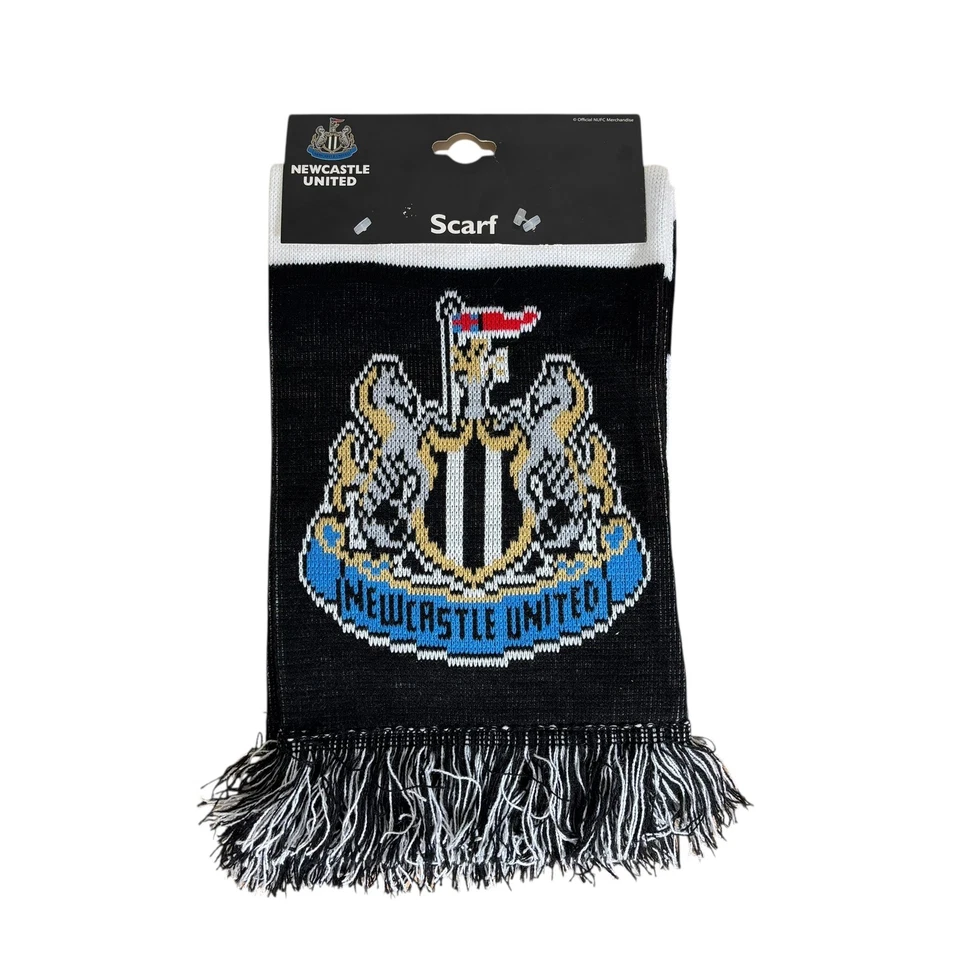 BUFANDA NEWCASTLE UNITED con borlas de flecos unisex blanco y negro suave cálido Foto 1 de 4