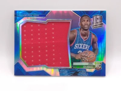 2014 Panini Spectra Blue Jumbo Patch /49 Joel Embiid RC Philadelphia 76ers - Image 1 of 2