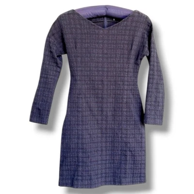 Theory Gray Checked Ponte Knit Sheath Dress Size Medium - Image 1 of 4