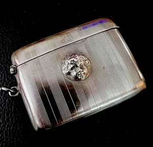 Antica custodia in argento sterling Birmingham 1911 Cherubino Vesta - Foto 1 di 8