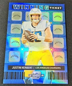 2022 Panini Contenders Optic Blue /99 Prizm Winning Ticket Justin Herbert #WT-6 - Picture 1 of 2