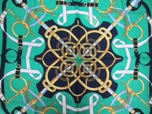 Original HERMES Schal 100% Seide Eperon d'Or Marine Mehrfarbig Gut 111370 - Bild 1 von 10