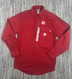 Carhartt Flame Resistant Long Sleeve Short Herren S Button Down Rot Twill - Bild 1 von 9