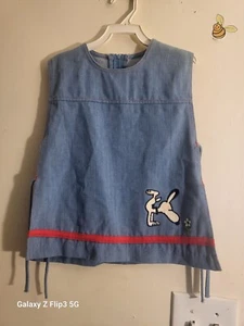Vintage Peaches N Cream Kids Dress Blue Jean 6X - Picture 1 of 6