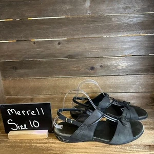 Womens Merrell Micca Black Leather Casual Braided Slingback Sandals Size 10 M - Picture 1 of 6