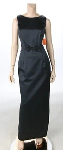 Unbranded Vintage 80s 90s Black Satin Party Prom Bridesmaid Dress sz 14 NWT - Picture 1 of 2