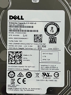 CK3MN DELL SEAGATE 2TB 6G SATA 7.2K 2.5" SFF HDD HARD DRIVE ST2000NX0403 - Image 1 of 3