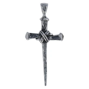 Sterling Silver, Large Nail Cross Pendant, 2.25 inches, 925 Silver Cross, P12169 - Picture 1 of 3