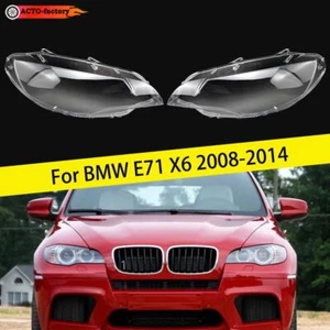 Pair Front Car Headlight Lens Cover Shell lampshade Fit For BMW E71 X6 2008-2014 - Picture 1 of 15