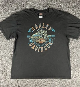 Harley Davidson Shirts Mens Black Print Biker Fishers Indiana Indy T Shirt Sz XL - Picture 1 of 10