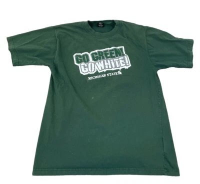 Vintage Y2K 2000s Starter Michigan State Spartans Shirt Logo Size L Green FLAWS - Image 1 of 4