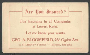 Ca 1902 PC UX18 MINT FACE TEAR AT TOP AD FOR FIRE INS ON BACK IF PERFECT $35.50 - Picture 1 of 2