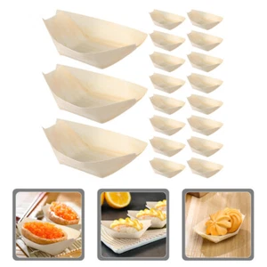 300pcs Disposable Sushi Boat Plates Wooden Sushi Dishes Trays Restaurant Sushi - Picture 1 of 12