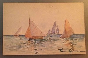 PETITE AQUARELLE SUR CARTE POSTALE SIGNÉE LOUIS GERMAN (1863-1946). - Picture 1 of 2