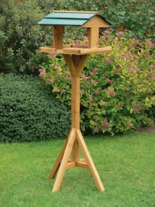 Traditional Wooden Bird Table Garden Birds Feeder Feeding Station Free Standing 