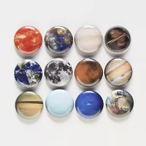 1" SOLAR SYSTEM BUTTON SET badge pin astronomy science planets outer space geek - Picture 1 of 7