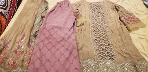 Pakistani / Indian Women's Original Maria B. Green Embroidered Chiffon Suit - Picture 1 of 12