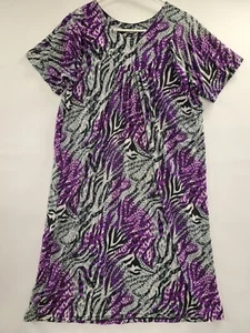 Vestido elástico hawaiano para mujer talla XL transparente vintage midi púrpura estampado de cebra - Imagen 1 de 17