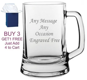 Personalised Engraved Beer Glass Tankard FREE Gift Engraving Any Occasion - Picture 1 of 3