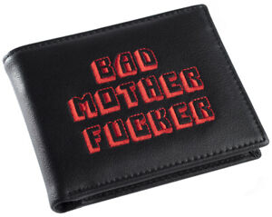 Black Red Embroidered Bad Mother Fu**er Leather Wallet As Seen in Pulp Fiction