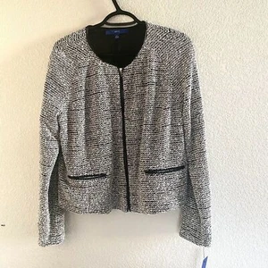 Apt. 9 Women's Size L NWT Black White Knit Jacket - Picture 1 of 6