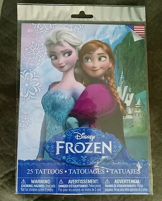 Disney Frozen Anna Olaf Elsa 25 Tatuagens 4+ Festa de Aniversário Favor - Imagem 1 de 3