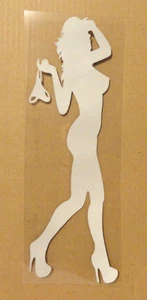 SEXY NAKED WOMEN STRIPPER, REFLECTIVE WHITE VINYL WINDOW DECAL 7.5"H X 2.5"W - Bild 1 von 2