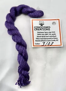 Conjoined Creations Thread 100% Soy silk 10/2 30 yards hand-dyed purple 3103 - Picture 1 of 1