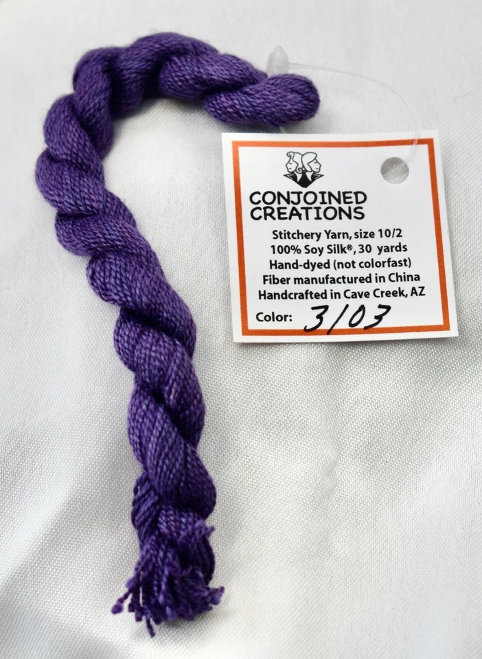 Conjoined Creations Thread 100% Soy silk 10/2 30 yards hand-dyed purple 3103 - Image 1 of 1