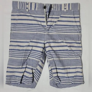 Children's Place Boys Blue Beige Striped Woven Cotton Preppy Chino Shorts Sz 8 - Picture 1 of 3