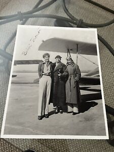 Bobbi Trout Autographed Signed Photo w/ Amelia Earhart female pilots Photo
