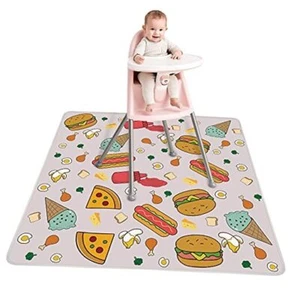 Splat Mat for Under High Chair, Washable Large Baby Splash Mat, White(food) - Picture 1 of 8