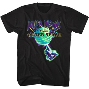 Killer Klowns From Outer Space 80's Horror Spinning Neon Globe Men's T Shirt - Picture 1 of 3