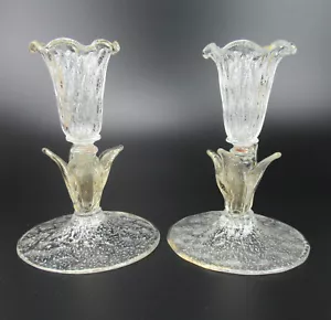 2 Murano Glas Kerzenständer Goldstaub + Silberstaub Venetian Glass Candlesticks - Bild 1 von 5
