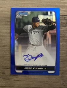 Bowman Chrome Prospects 2012 refractor azul automático 24/150 José Campos Yankees - Imagen 1 de 2