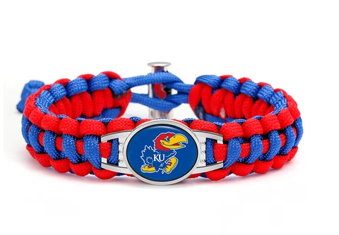 New Kansas Jayhawks Paracord Adjustable Bracelet, Gift for Her Mom Him Dad Cover