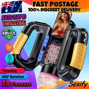 Automatic Telescopic Male Masturbator Auto Rotating Thrusting Stroker Sex Toy - Picture 1 of 24