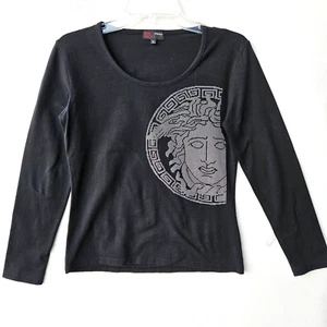Versace Sport Womens Large Long Sleeve Black Medusa T Shirt - Picture 1 of 5