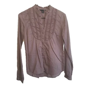 Lightweight Button-Up Long-Sleeve Blouse w/ Bodice Detail - Size 4 - WCtp014 - Picture 1 of 5