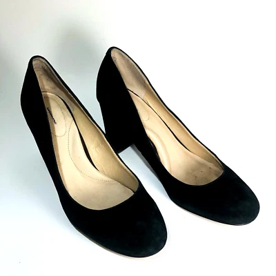 Sapatos femininos Land's End biqueira redonda salto quadrado camurça preta tamanho 9 - Imagem 1 de 4