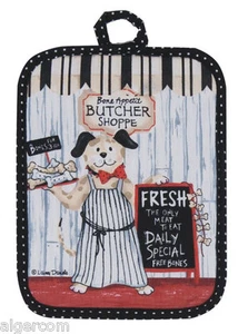 Kay Dee Perro Tema Carnicería Cachorro 7"x9" Algodón Bache Set de 2 Regalo NUEVO - Imagen 1 de 1