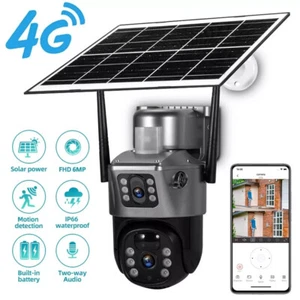 4G LTE SIM Card 6MP Wireless Security Camera Solar Battery Powered Outdoor PTZ - Picture 1 of 22
