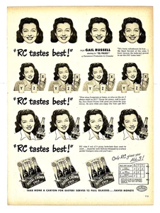 Póster de arte de pared anuncio promocional Life de 1940 RC Cola Gail Russell Telechron Formfit - Imagen 1 de 3