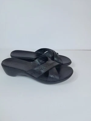 Ecco Zapatos Mujer 39 (8.5) Sandalias Negras Cuero Cómodas Sin Cordones  Foto 1 de 4